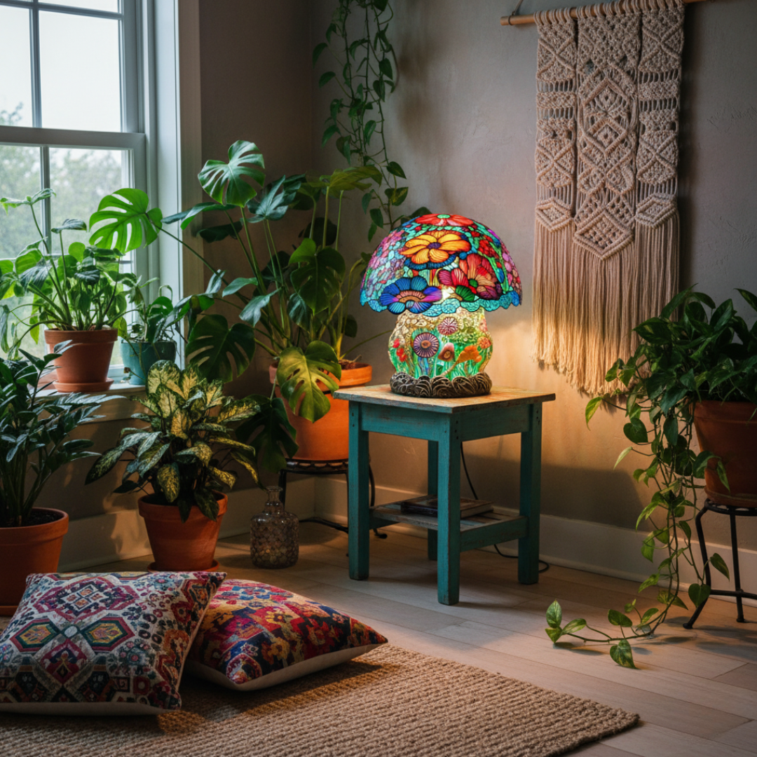 Berijpte paddenstoellamp