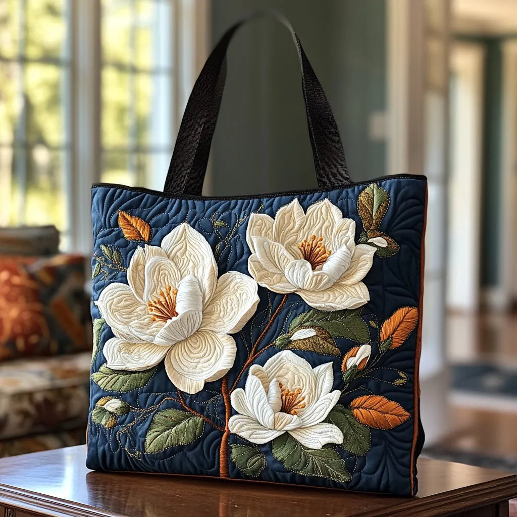 Handgemaakte gewatteerde tas - Delicate magnolia