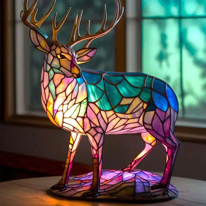Zandkleurige lamp met hertenthema