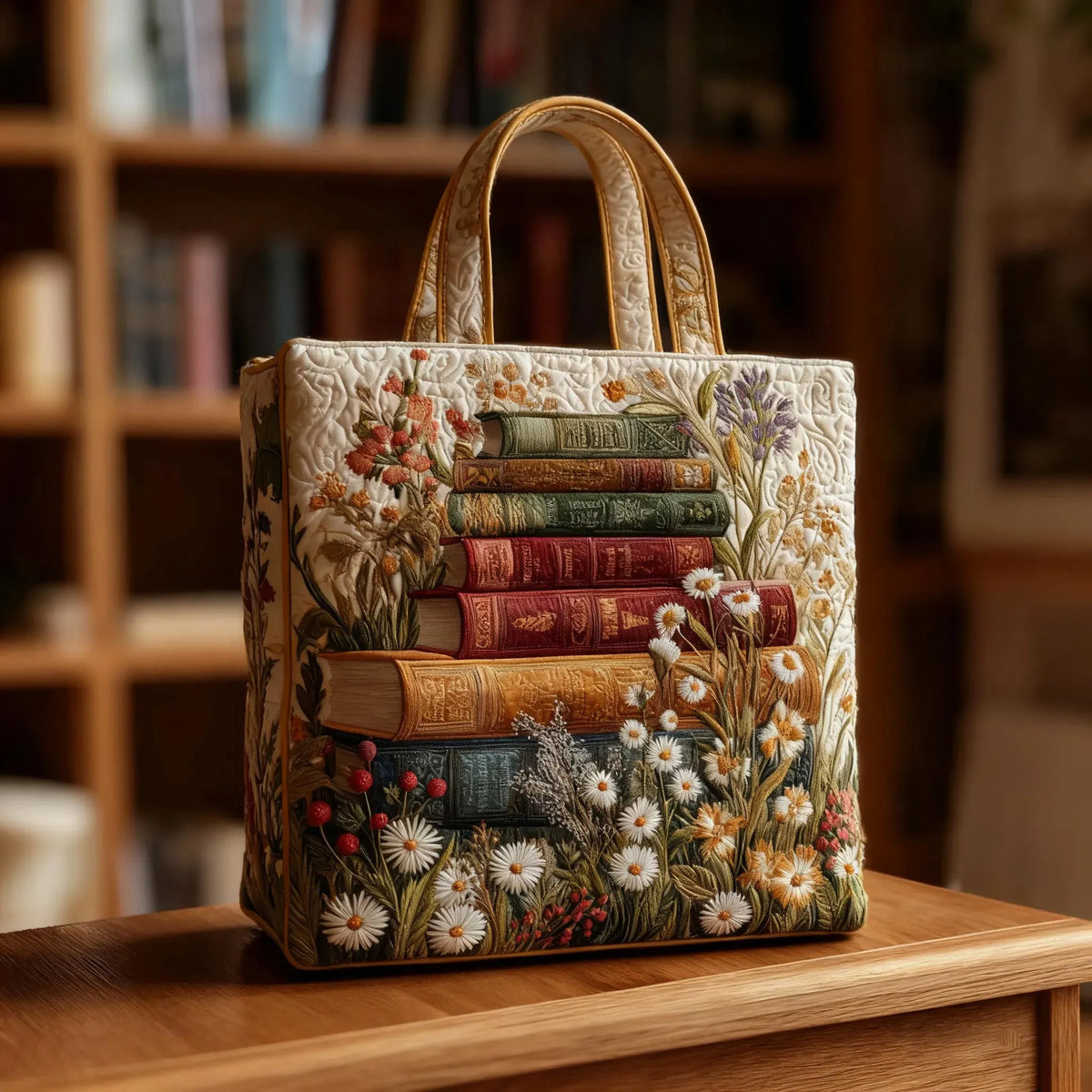 Ambachtelijke gewatteerde tas - Bloemenmotief