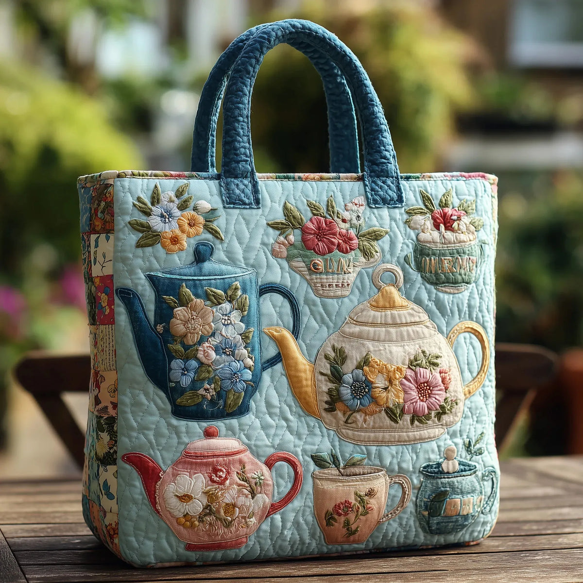 Gewatteerde handtas - Bloemenmotief