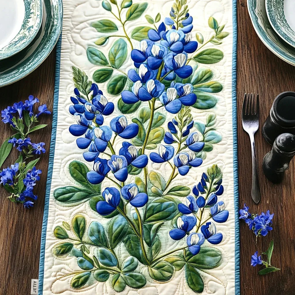 Gewatteerde tafelloper - Serenade van bluebonnets