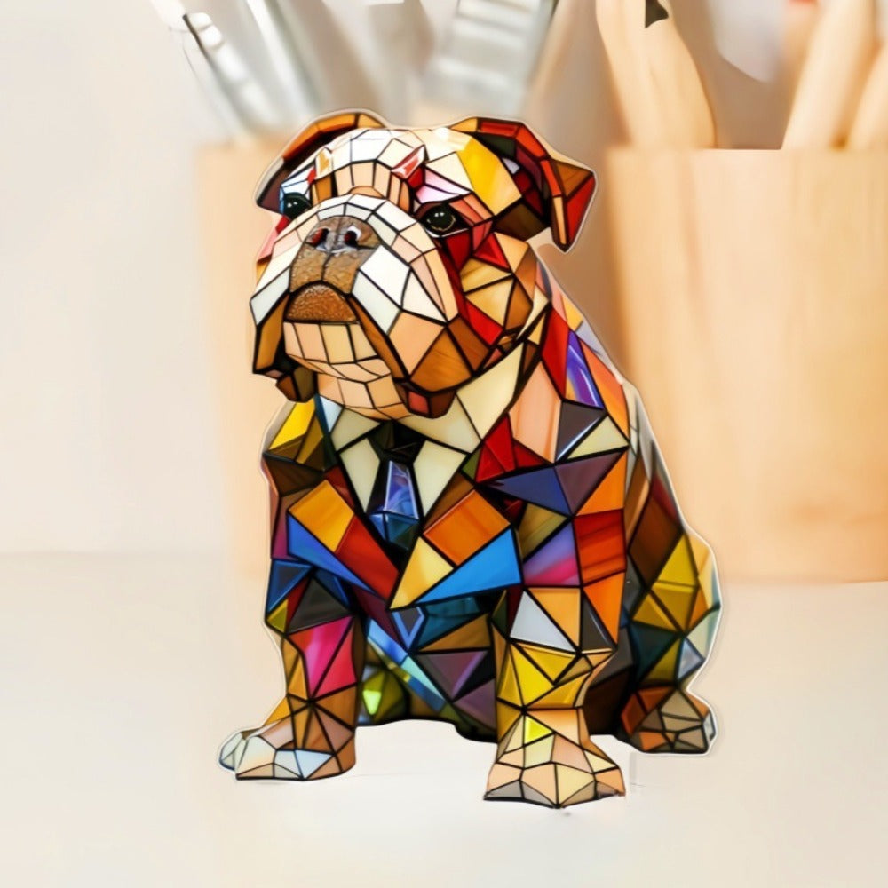 Glas-in-lood lamp – Bulldog