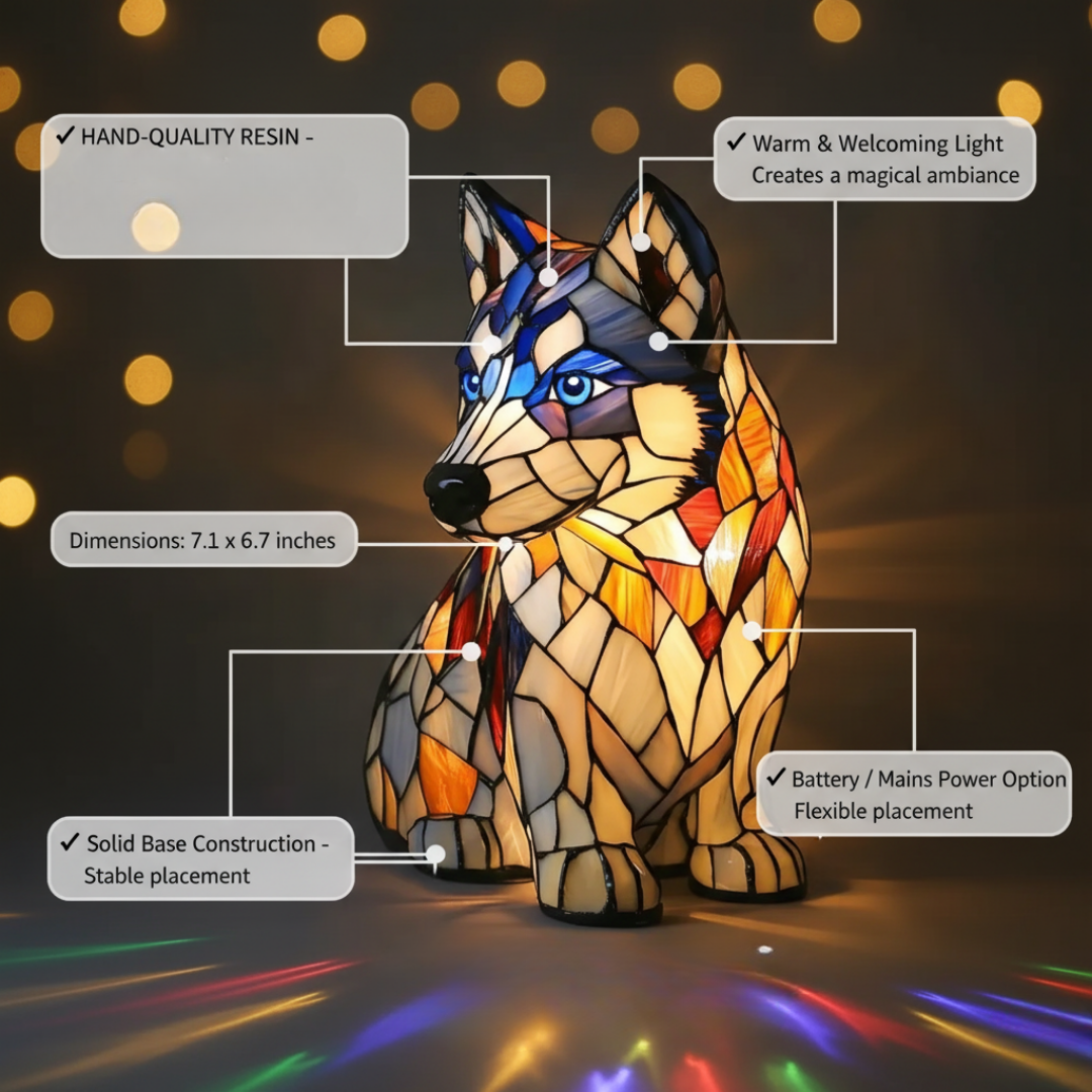 Glas-in-lood lamp – Poolhusky