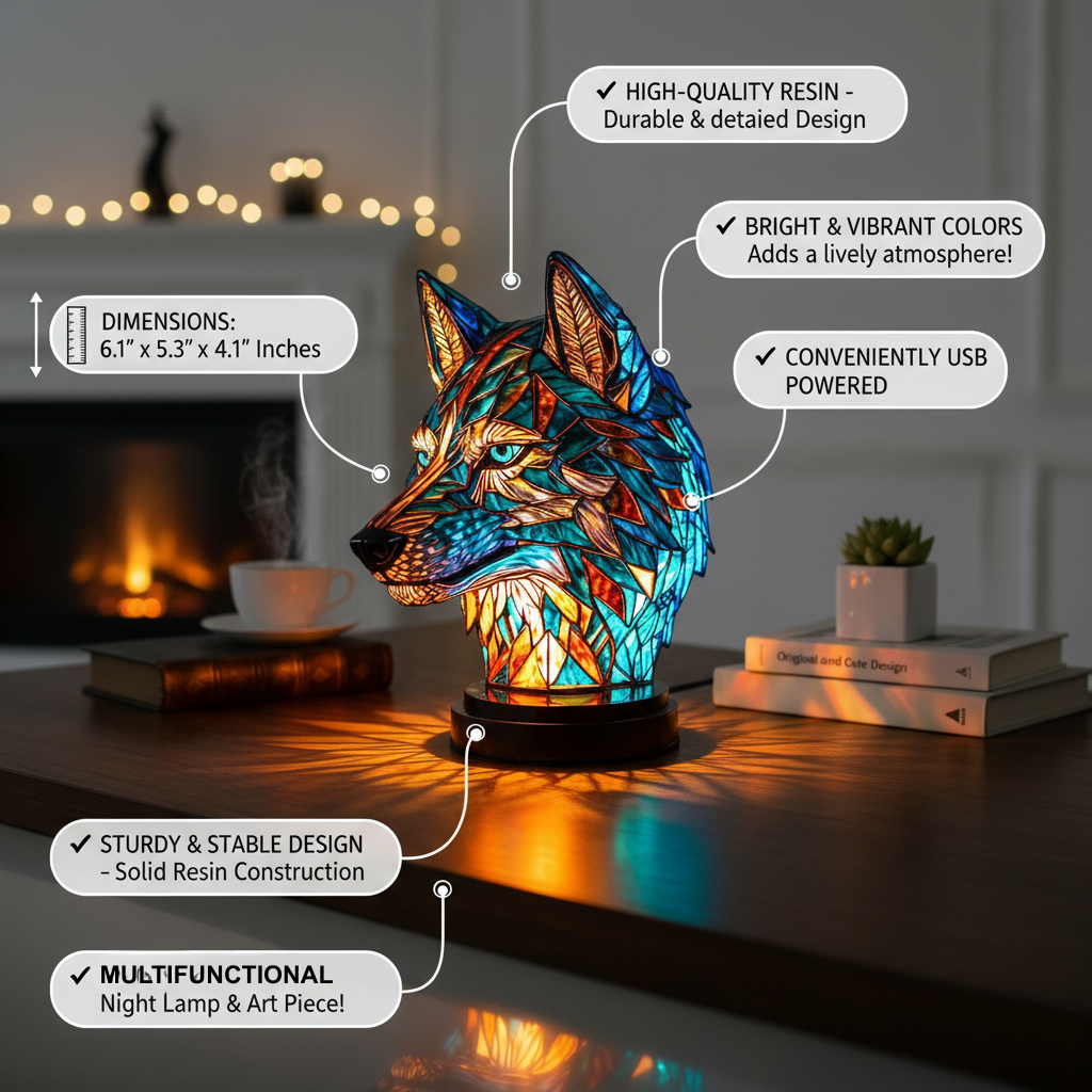 Betoverende lamp in de vorm van een wolf Bo