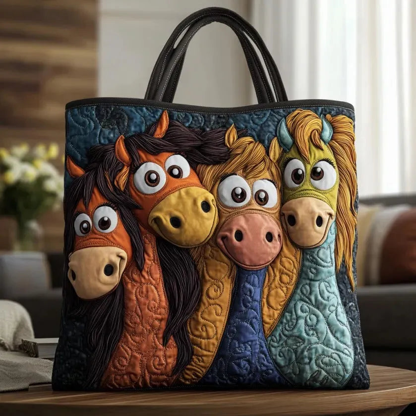 Handgemaakte tas - Speelse pony's