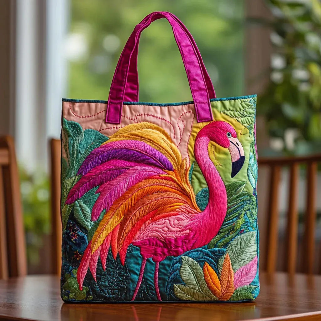 Gewatteerde tas - Regenboogflamingo