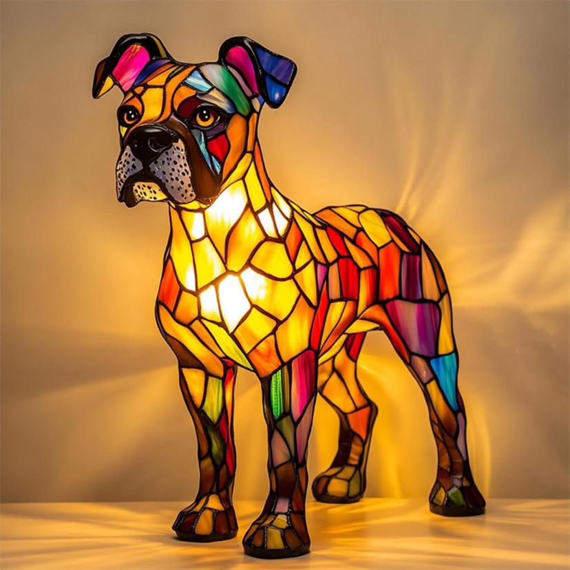 Glas-in-lood lamp – Boxer