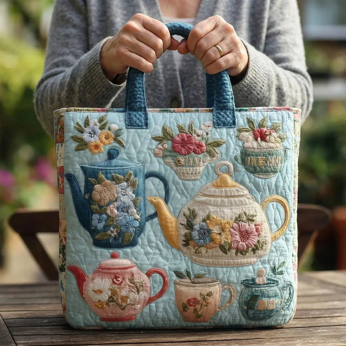 Gewatteerde handtas - Bloemenmotief