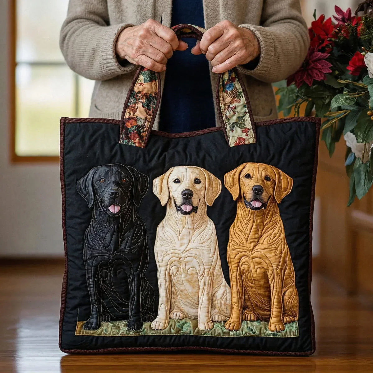 Handgemaakte tas - Drie labradors
