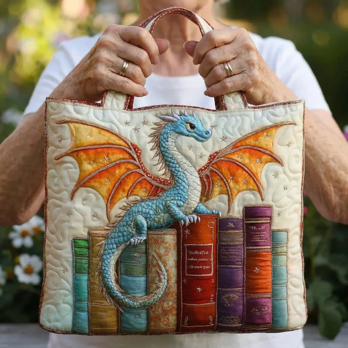 Gewatteerde tas - Smaragden draak, bewaker van de boeken