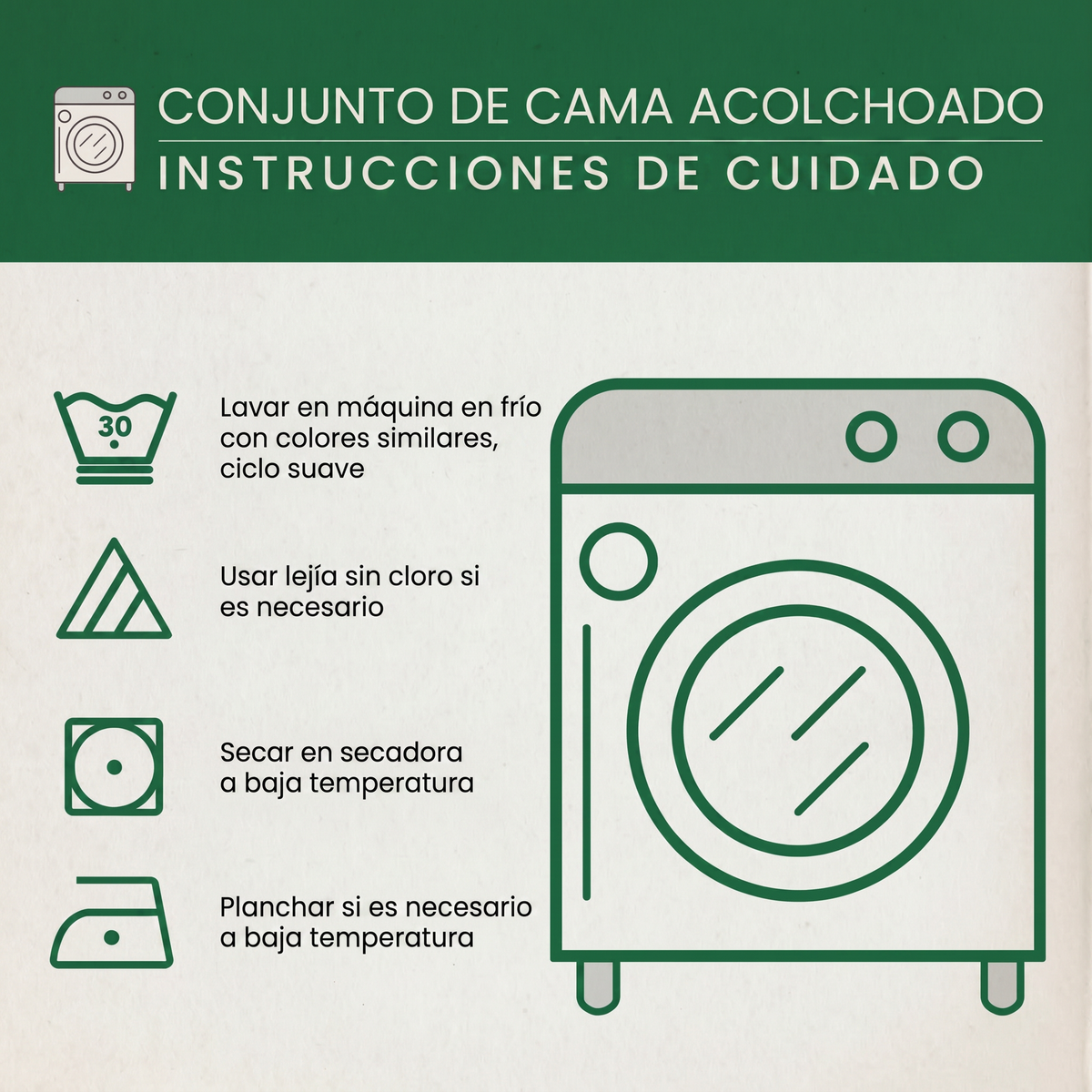 3-delige gewatteerde beddengoedset - Witte hibiscus
